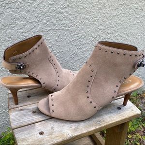 Coach Suede Open Toe Slingback Heeled Sandals